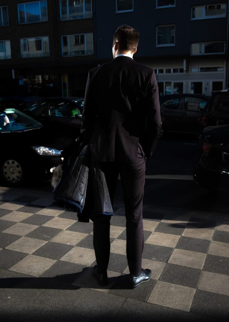 men's black suit