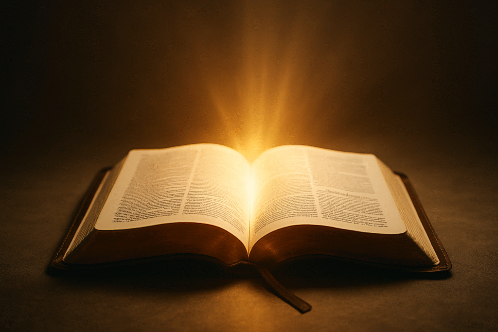 Glowing light from Bible