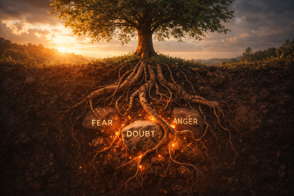 Tree and root. Explosive Root Cause Analysis